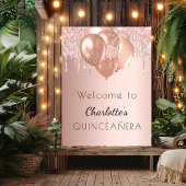 Quinceanera roos goudzige glitter welkom poster