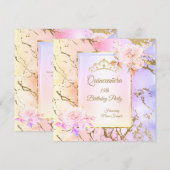 Quinceanera Roos Paarse roze goudfeest Kaart (Voorkant / Achterkant)