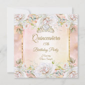 Quinceanera Roos Pink Gold Birthday Party nodigt u Kaart (Voorkant)