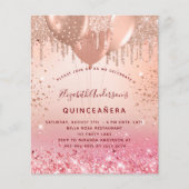 Quinceanera roos roze ballon flyer (Voorkant)