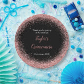 Quinceanera Roos Roze Faux Glitter Verjaardagsfees Papieren Bordje (Feest)