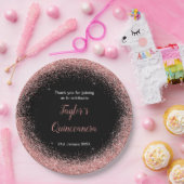 Quinceanera Roos Roze Faux Glitter Verjaardagsfees Papieren Bordje (Feest)