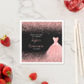 Quinceanera Roos Roze Faux Glitter Verjaardagsfees Servet (Insitu)