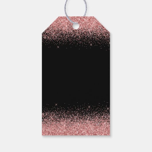 Quinceanera Roos Roze Jurk Faux Glitter Cadeaulabel (Achterkant)