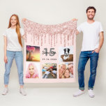 Quinceanera rose gold glitter blush pink photo fleece deken<br><div class="desc">A unique gift for a Quinceañera, 15th birthday, celebrating her life with a collage of 5 of your own photos, pictures. Personalize and add her name, age 15 and a date. A chic feminine rose gold, blush pink colored background. Gray and black letters and numbers. Decorated with rose gold faux...</div>