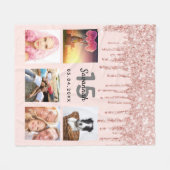 Quinceanera rose gold glitter blush pink photo fleece deken (Voorkant (Horizontaal))