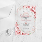 Quinceanera Rose Gold Pink Floral Acryl Uitnodigingen