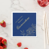 Quinceanera Royal Blauw Goud Bloemen 15e Verjaarda Servet (Insitu)