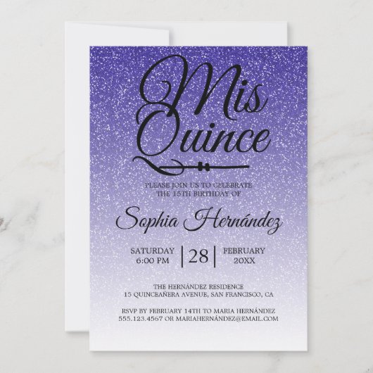 Quinceañera Royal Blauwe Glitters 15e Verjaardag Kaart (Voorkant)