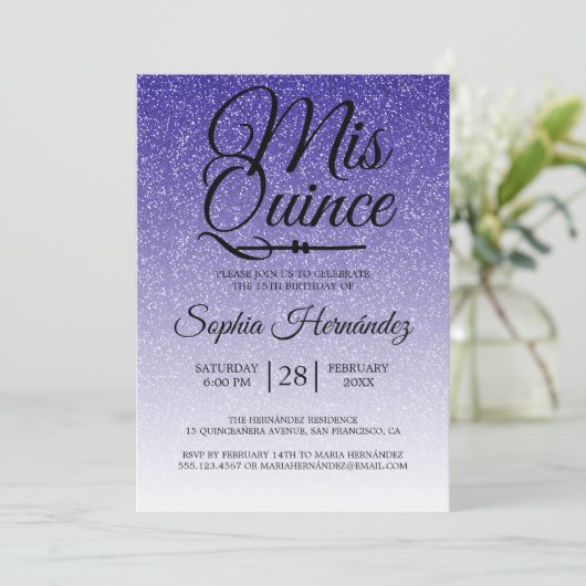 Quinceañera Royal Blauwe Glitters 15e Verjaardag Kaart (Staand voorkant)