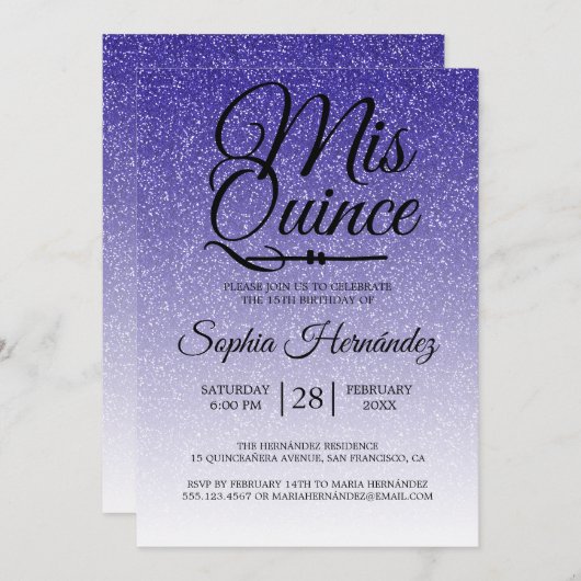 Quinceañera Royal Blauwe Glitters 15e Verjaardag Kaart (Voorkant / Achterkant)