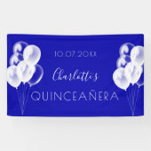 Quinceanera royal blue ballonnen party spandoek (Horizontaal)