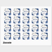 Quinceañera Royal Blue Bloemen Prinses Jurk Goud Vierkante Sticker (Vel)