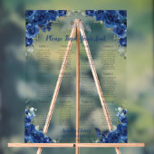 Quinceañera Royal Blue Bloemen Zilveren Zitje Acryl Bord (Neutraal)