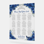 Quinceañera Royal Blue Bloemen Zilveren Zitje Acryl Bord (Hoek)