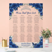 Quinceañera Royal Blue Bloemen Zilveren Zitje Acryl Bord (Huwelijk)