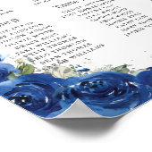 Quinceañera Royal Blue Bloemen Zilveren Zitkaart Poster (Hoek)