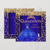 Quinceañera Royal Blue Dress High Hiel Kaart (Voorkant / Achterkant)