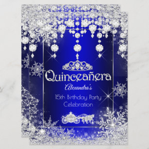 Quinceanera Royal Blue Fairytale Winter Wonderland Kaart