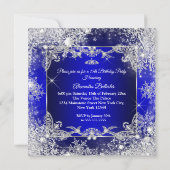 Quinceanera Royal Blue Fairytale Winter Wonderland Kaart (Achterkant)