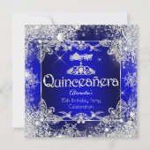 Quinceanera Royal Blue Fairytale Winter Wonderland Kaart (Voorkant)