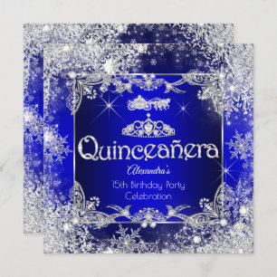 Quinceanera Royal Blue Fairytale Winter Wonderland Kaart