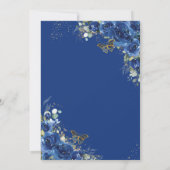 Quinceañera Royal Blue Floral Birthday Kaart (Achterkant)