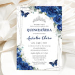 Quinceañera Royal Blue Floral Birthday Kaart<br><div class="desc">Pas deze mooie quinceañera-uitnodiging gemakkelijk en snel aan met eigen tekst. Druk op de knop Aanpassen om de stijl en plaatsing van de tekst verder te herschikken en te formatteren. Overeenkomende objecten in de winkel! c) De Happy Cat Studio</div>