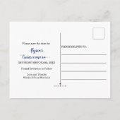 Quinceanera Royal Blue Floral De datum opslaan Aankondigingskaart (Achterkant)