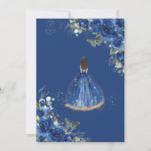 Quinceañera Royal Blue Floral Princess 15 Años Kaart (Achterkant)
