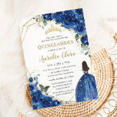 Quinceañera Royal Blue Floral Princess 15 Años Kaart