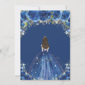 Quinceañera Royal Blue Floral Princess Birthday Kaart (Achterkant)