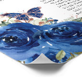 Quinceañera Royal Blue Floral Roos Gold Zitplaatse Poster (Hoek)