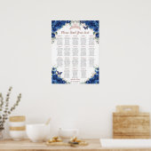 Quinceañera Royal Blue Floral Roos Gold Zitplaatse Poster (Keuken)