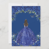 Quinceañera Royal Blue Flowers Prinses Verjaardag Kaart (Achterkant)