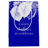 Quinceanera royal blue glitter ballonnen name medium cadeauzakje (Voorkant)