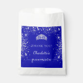 Quinceanera royal blue glitter stoftiara bedankzakje (Voorkant)