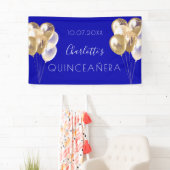 Quinceanera royal blue gold ballon party spandoek (Insitu)