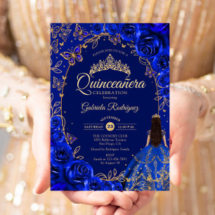 Quinceanera Royal Blue Gold Kaart
