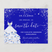 Quinceanera royal blue jurk budget behalve datum flyer (Voorkant)