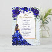 Quinceañera Royal Blue Kaart (Staand voorkant)