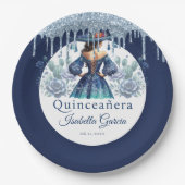 Quinceañera Royal Blue Mexicaanse stijl Papieren Bordje (Voorkant)