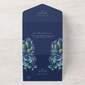 Quinceañera Royal Blue Mexicaanse stijl rsvp All In One Uitnodiging (Buitenkant)