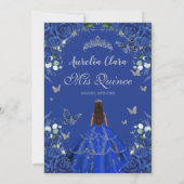 Quinceañera Royal Blue Rozen Floral  Kaart (Achterkant)