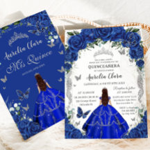 Quinceañera Royal Blue Rozen Floral 