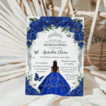 Quinceañera Royal Blue Rozen Floral 