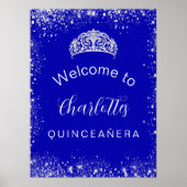 Quinceanera royal blue Silgliter Welkom Poster (Voorkant)
