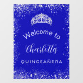 Quinceanera royal blue Silgliter Welkom Raamsticker (Vel)