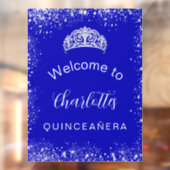 Quinceanera royal blue Silgliter Welkom Raamsticker (Vel 2)
