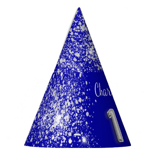 Quinceanera royal blue Silglitter name Feesthoedjes (Links)